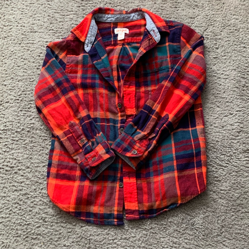 Cat & Jack Red Plaid Button Down Shirt
